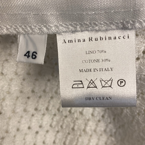 Amina Rubinacci Made in Italy Knit Two Button Blazer. Size 46 Color White - Picture 9 of 10